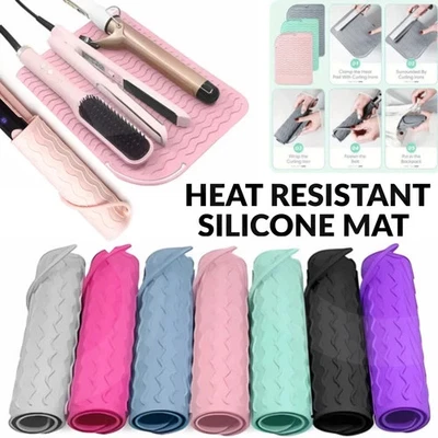 Heat Resistant Silicone Holder Mat Pouch for Flat Curling Iron Wand Hair Dryer - Image 1 of 4