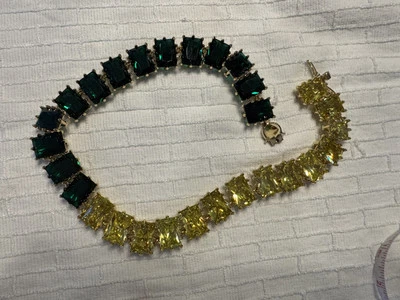 Collar Eddie Borgo Citrino y Cristal Verde Corte Esmeralda Distintivo Foto 1 de 4