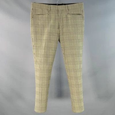 Pantalones de vestir DRIES VAN NOTEN talla 32 negro blanco amarillo pata de gallo algodón Foto 1 de 4