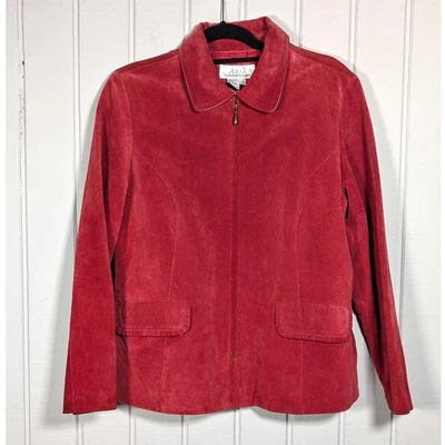Chaqueta de gamuza de cuero genuino roja vintage años 90/Y2K con corsé atado trasero Aria grande Foto 1 de 4