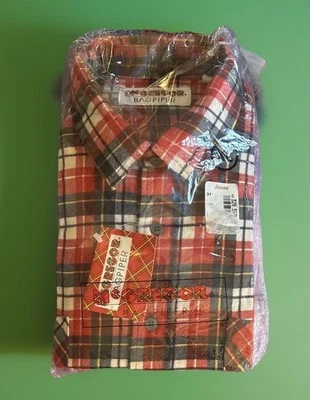 Camisa De Franela De Colección Nueva Con Etiquetas XL McGREGOR BAGPIPER 80s 90s Rojo Azul Foto 1 de 4