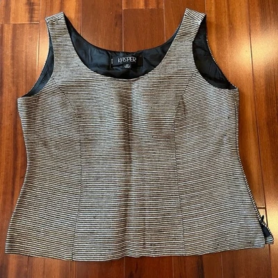 Blusa Kasper mistura de seda concha listrada dourada preta texturizada pequena 4/4P - Imagem 1 de 4