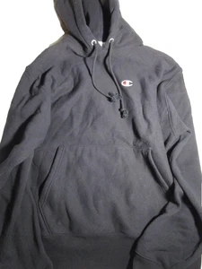 Felpa Champion con cappuccio uomo media nera ricamata tessuto rovesciato pullover felpa- - Foto 1 di 4