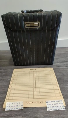 Vintage Black Stripped Columbia Record Holder Storage Vinyl 33s LPS Albums  - Image 1 of 4