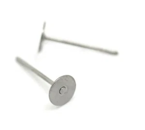 Almohadilla plana redonda fornituras pendientes poste oreja acero inoxidable de 5 mm - 50 piezas - Imagen 1 de 3