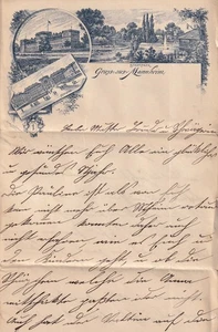 Gruss aus Mannheim Litho Brief um 1890 selten Baden-Württemberg 2510205 - Picture 1 of 4