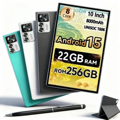 SENLINTECH 10 Zoll HD Octa-Core Prozessor Android 15 Tablet 22GB RAM+256GB ROM 8000mAh OTG