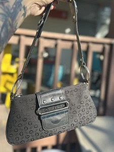 Rare Vintage y2k Guess Black Monogram Purse Shoulder Bag - Bild 1 von 14