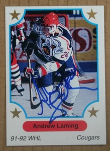 AUTOGRAPHED - Andrew Laming 7th Inning Sketch #65 Victoria Cougars 1991 WHL - Picture 1 of 2