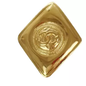 CHANEL CC Logo Rhombus Pin Brooch GHW France Accessory Vintage 38RJ486 - Picture 1 of 7