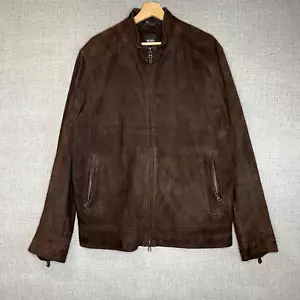 Hugo Boss Goat Leather Jacket Men's 44R L Brown Suede Full Zip Lined - Picture 1 of 12