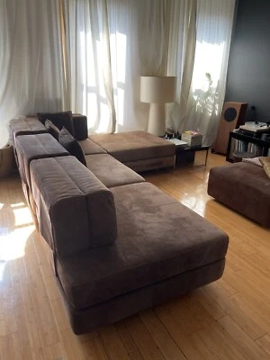 Chaise modular de gamuza vintage B&B Italia Minotti ITALIA por pieza x 3 disponibles Foto 1 de 4