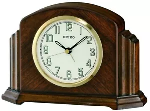 Dark Wooden Seiko Mantelpiece Battery Clock & Alarm, 12.5cm High QXE043B - Picture 1 of 1