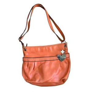 RELIC Orange Vegan Leather Shoulder Bag Purse with Charms - Picture 1 of 10