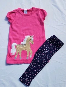 Gymboree Girls Dress Leggings Size 2T  Polka Dot Unicorn Sweater  Pink - Picture 1 of 12