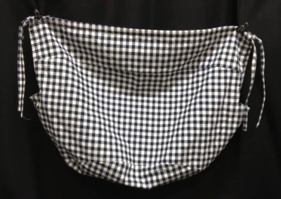 Forro de canasta Pottery Barn ovalado de algodón a cuadros azul marino blanco SOLO corbatas 17x11 Foto 1 de 4