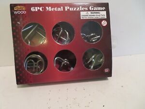 REAL WOOD GAMES 6-Piece Metal Puzzles Game #2471- 