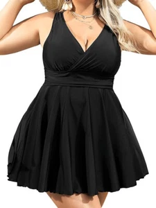 Angel Season Plus Size Swimsuit for Women 2 Piece Tankini, Black, 4XL - Picture 1 of 3
