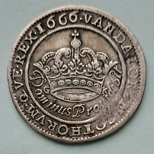 1666 Denmark 2 Marks Frederik III Rare Silver World Coin