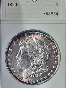 1890 $1 Morgan Dollar MS60 ANA First Generation Holder Toned #XA8834 - Picture 1 of 11