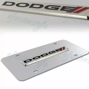 AUTHENTIC 3D DODGE Stripes Front Mirror Stainless Steel License Plate Frame - Picture 1 of 3