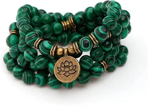 Mala Bead Strand Bracelet, 108 Buddhist Prayer Beads Yoga Meditation Green - Picture 1 of 7