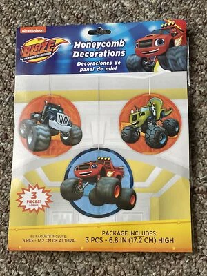 Blaze Monster Machines Honeycomb Hanging Decorations 3 Pc Party Decorations - Image 1 of 2
