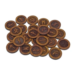 Circle Norse Runes 25pcs/set, Wooden Elder Futhark Runes Set - Picture 1 of 5