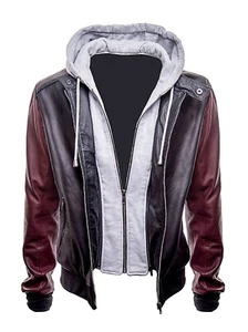 Mens Justice League Movie DC Comics Superhero Flash Hoodie Leather Jacket - Picture 1 of 3
