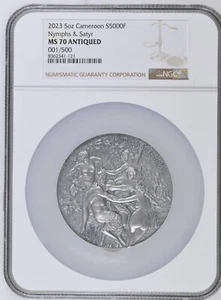 Nymphs and Satyr Celestial Beauty 5 oz Silver Coin Cameroon 2023 MS70 NGC/#1 - Picture 1 of 10