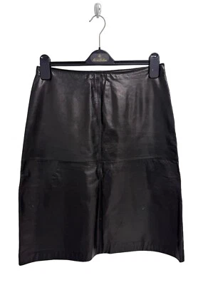 Falda para mujer Ann Taylor 100 % cuero línea A negra hasta la rodilla talla 6 Foto 1 de 4