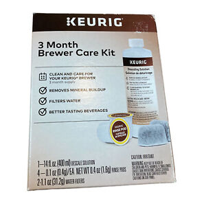 Keurig 3-Month Coffee Brewer Care Kit Descaler Rinse Pods Filters NEW  