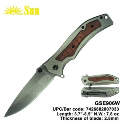 Оптовый лот 12 шт. 8,25-дюймовый деревянный пружинный открытый складной охотничий карманный нож - Изображение 1 из 4