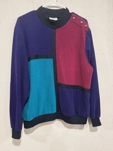 Color Block Pullover Damen Large Alfred Dunner Mehrfarbig Vintage Geometrisch - Bild 1 von 5