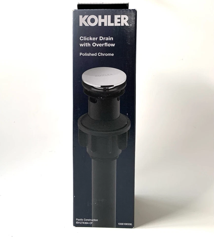 KOHLER RH1274364-BN Clicker Drain with Overflow- Polished Chrome