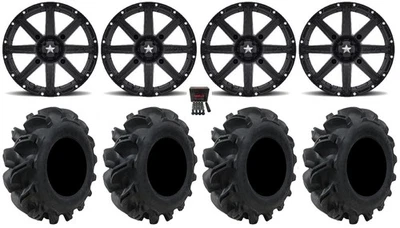 MSA Clutch 12" Wheels Black 28" Vampire EDL Tires Kawasaki Teryx Mule Foto 1 de 4
