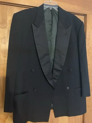 Chaqueta de Esmoquin De Colección Giorgio Armani Negra Pico Solapa Doble Pecho Para Hombres ~41R Foto 1 de 4