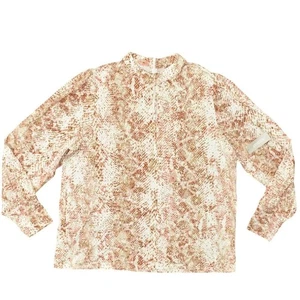 NWT Chico's Red Lyocell Blouse Size 3 Regular Long Sleeve Crew Neck Animal Print - Picture 1 of 7