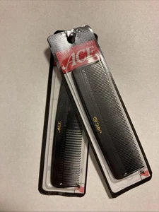 ACE 4.75" Heavy Duty Black Pocket Comb New 2002 (Set Of 2 Different) USA - Picture 1 of 5