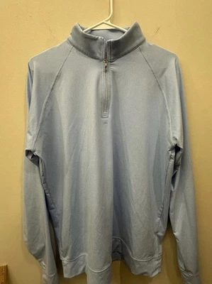 Pullover Holderness & Bourne para Hombres Medio Azul Claro Cuarto Cremallera Golf DryLuxe Foto 1 de 4