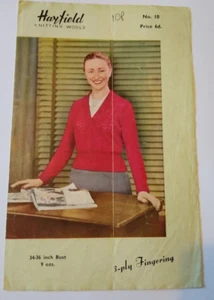 knitting pattern cardigan fitted 1950s era 3 ply - Picture 1 of 1