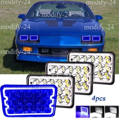 4x FAROS LED 4x6" Hi/Lo Azul DRL Fit Chevrolet Camaro Iroc-z Z28 1982-1992 Foto 1 de 4