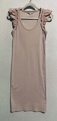 The Nines by Hatch Dress Womens Small Blush Pink Flutter Ribbed Tank Midi Boho - Image 1 of 4