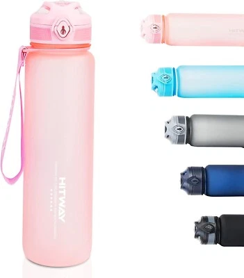 HITWAY Sports Motivational Drinking Water Bottle With 32 Oz BPA Free - PINK - Image 1 of 4