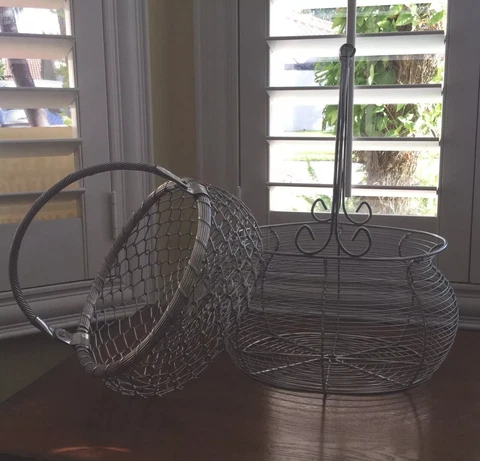 Vintage Decorative Wire Baskets Set Of 2 Cover