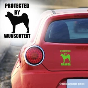 Akita Autoaufkleber 10cm "protected by Hundename" Hundeaufkleber Wunschtext 0781 - Bild 1 von 2