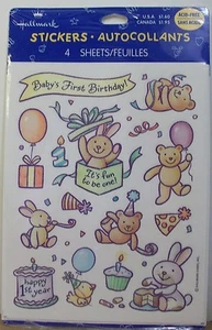 Stickers Baby's First Birthday for Letters Cards Invitations 4 Sheets Hallmark - Picture 1 of 5