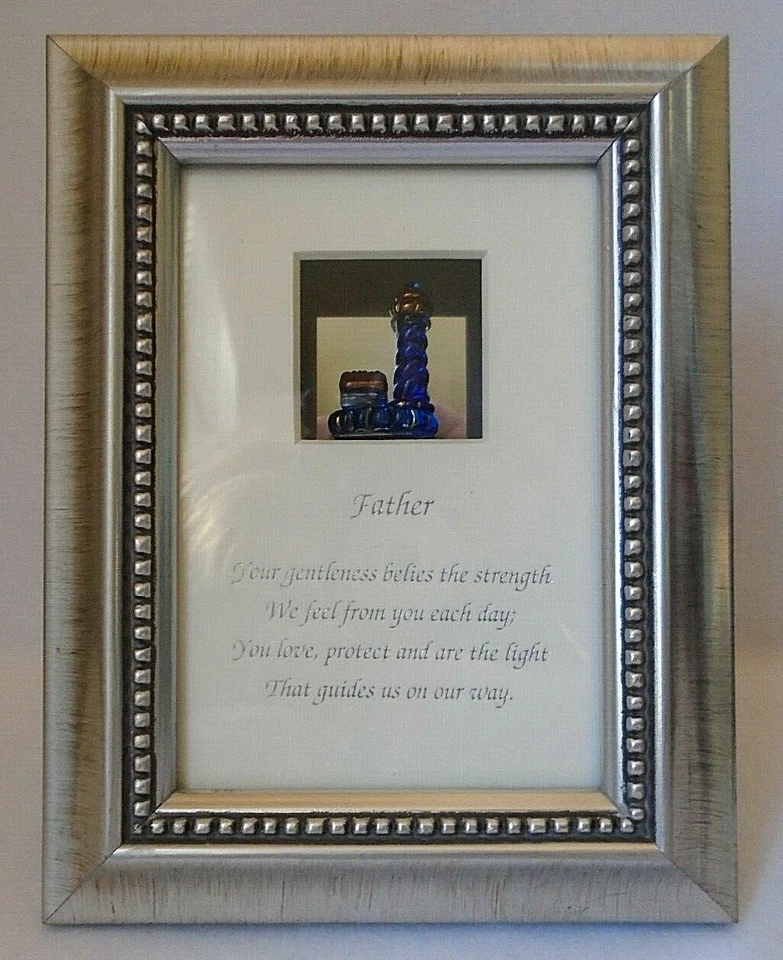 Clear Expressions Inspirational Message Blue Lighthouse Pewter & Wood Frame - Image 1 of 4