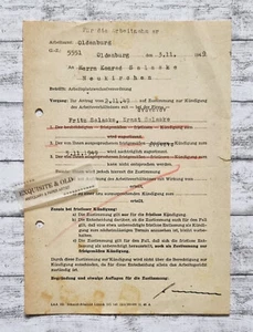 1949 Arbeitsamt Oldenburg Arbeitsplatz Wechsel Salaske Neukirchen Dokument alt - Picture 1 of 2