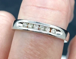 Vintage Six Round Diamond Channel Set Platinum Ring Band Size 9.5 - Picture 1 of 8